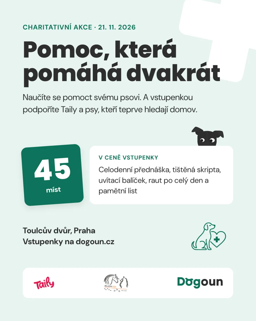 Banner: Pomoc, která pomáhá dvakrát. Charitativní akce pro Taily