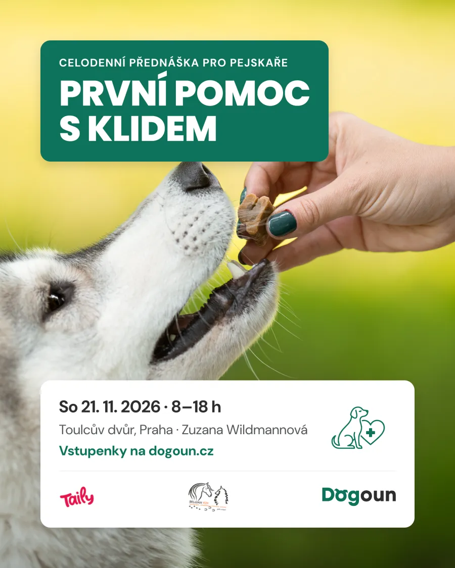 Banner akce První pomoc s klidem s husky, sobota 21. 11. 2026, Toulcův dvůr
